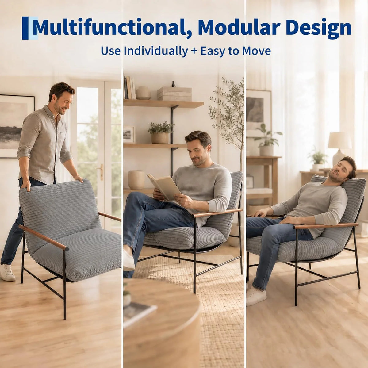 Deep Seat Corduroy Reading Chair