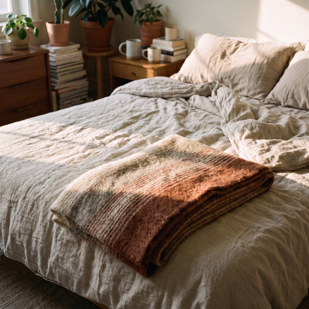 250GSM Fluffy Striped Throw Blanket lifestyle