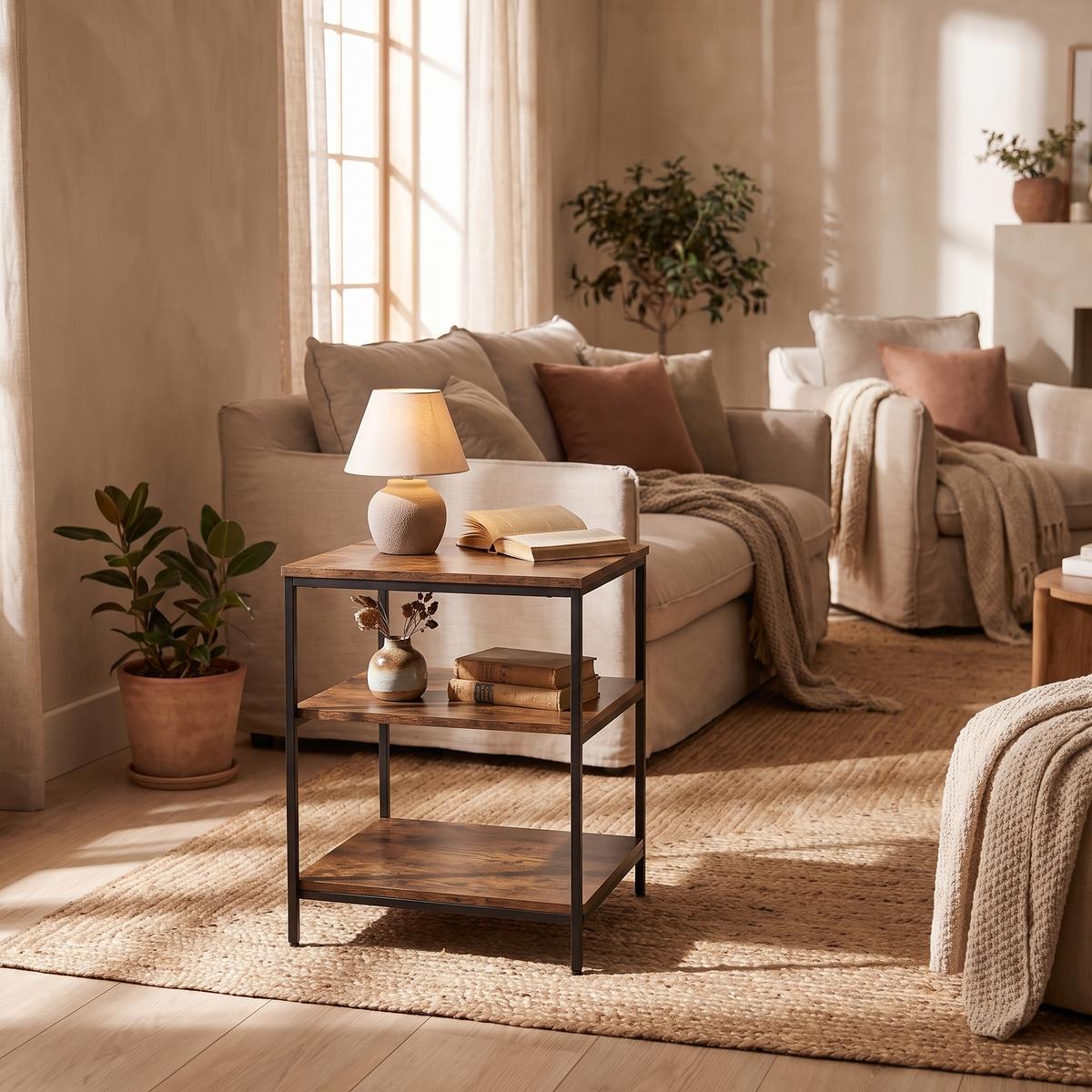 Three Tier Narrow Side Table lifestyle