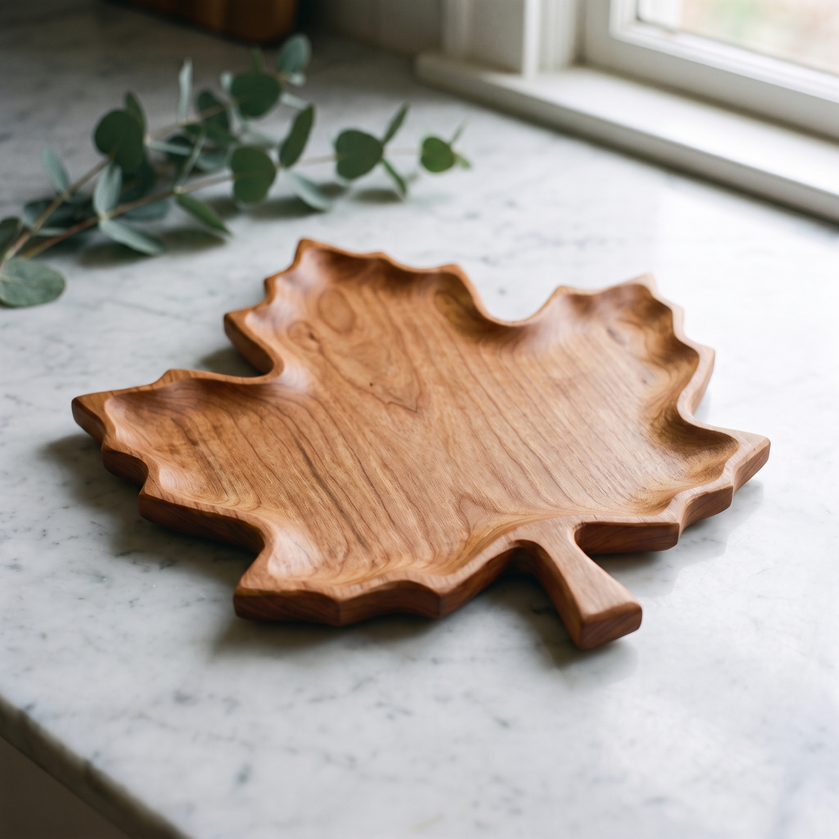 Maple Leaf Wooden Serving Tray lifestyle