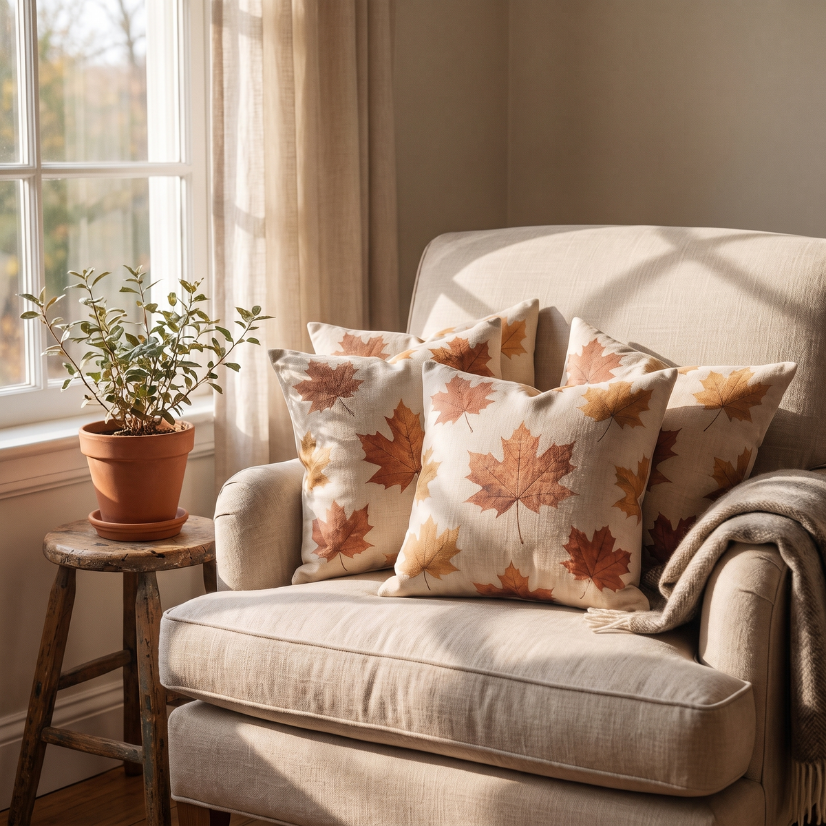 Maple Leaf Cushion Covers Set of 4 lifestyle
