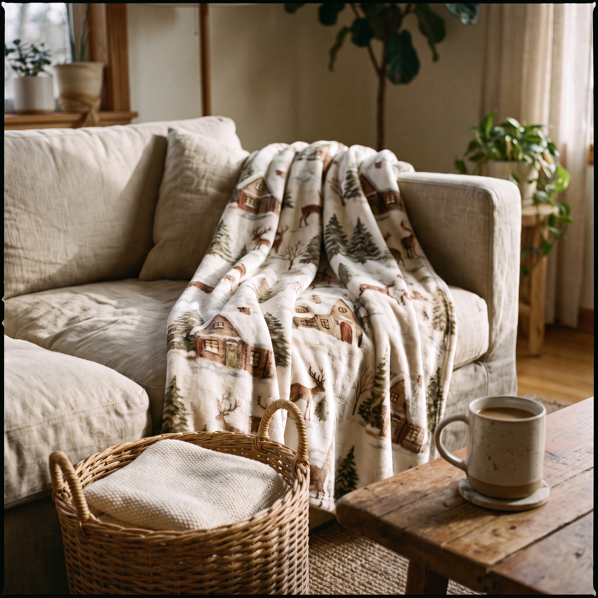 Holiday Scene Ultra Soft Throw lifestyle