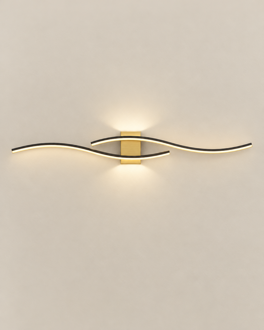 Black Gold Strip Wall Lamp studio shot