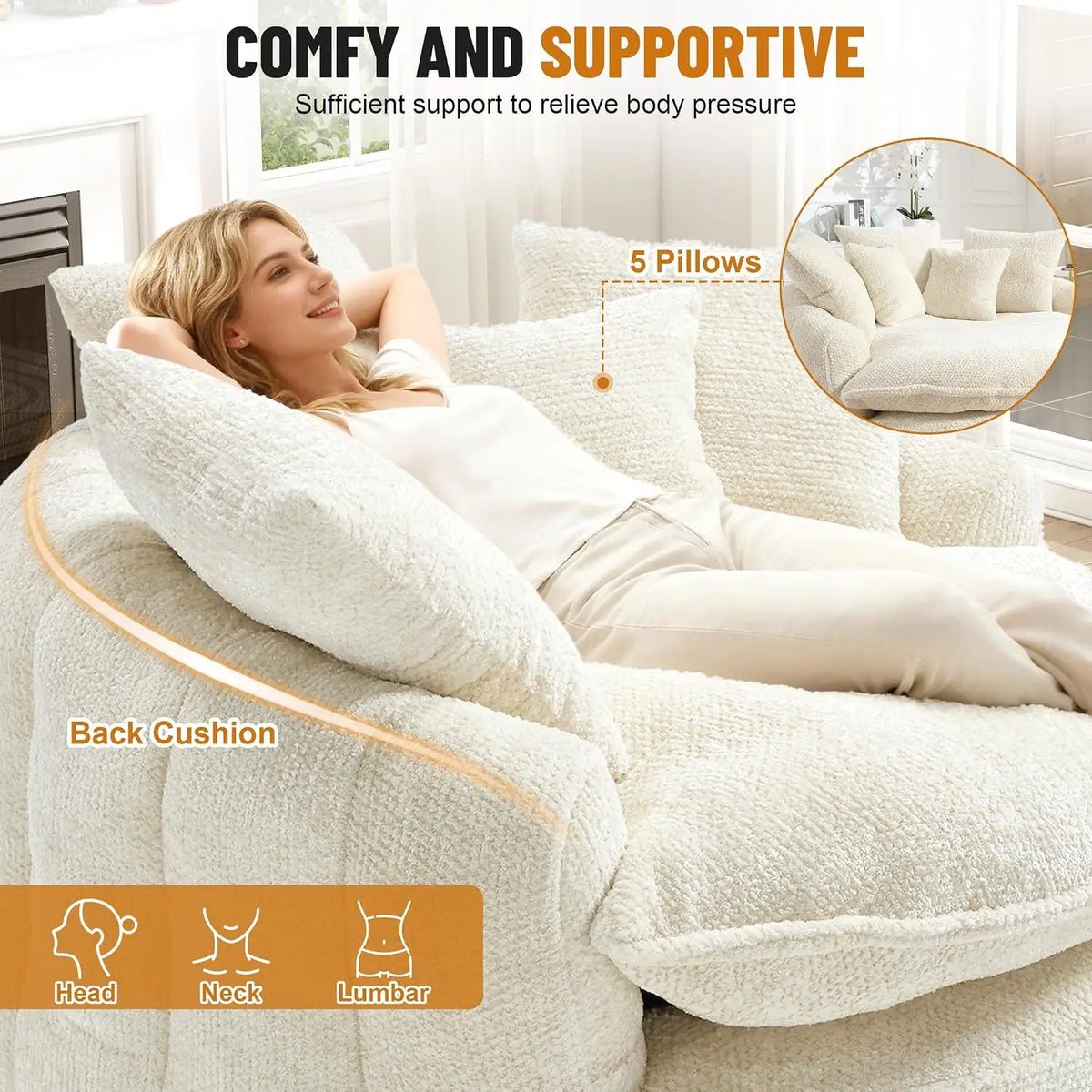 Deep Seat Cloud Chaise Sofa