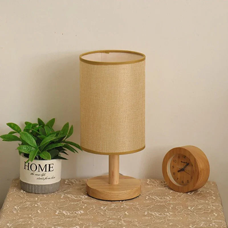 Cylinder Shade Wooden Desk Lamp