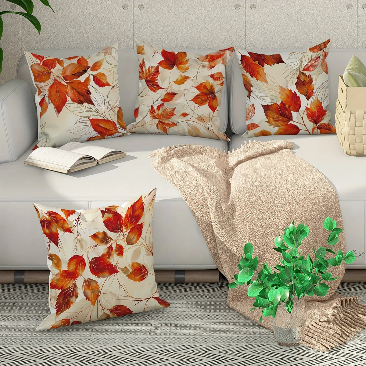 Printed Maple Leaf Pillow Covers