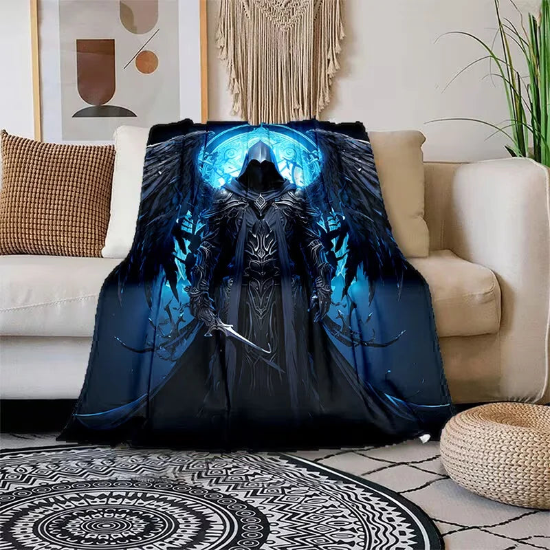 Spooky Pumpkin Plaid Throw Blanket