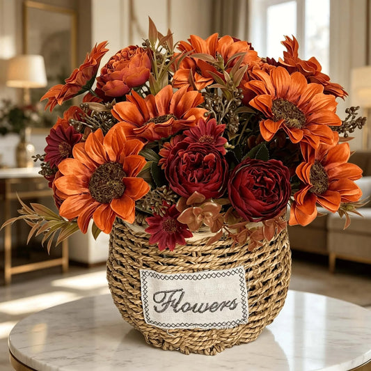 Faux Peony Sunflower Bouquet