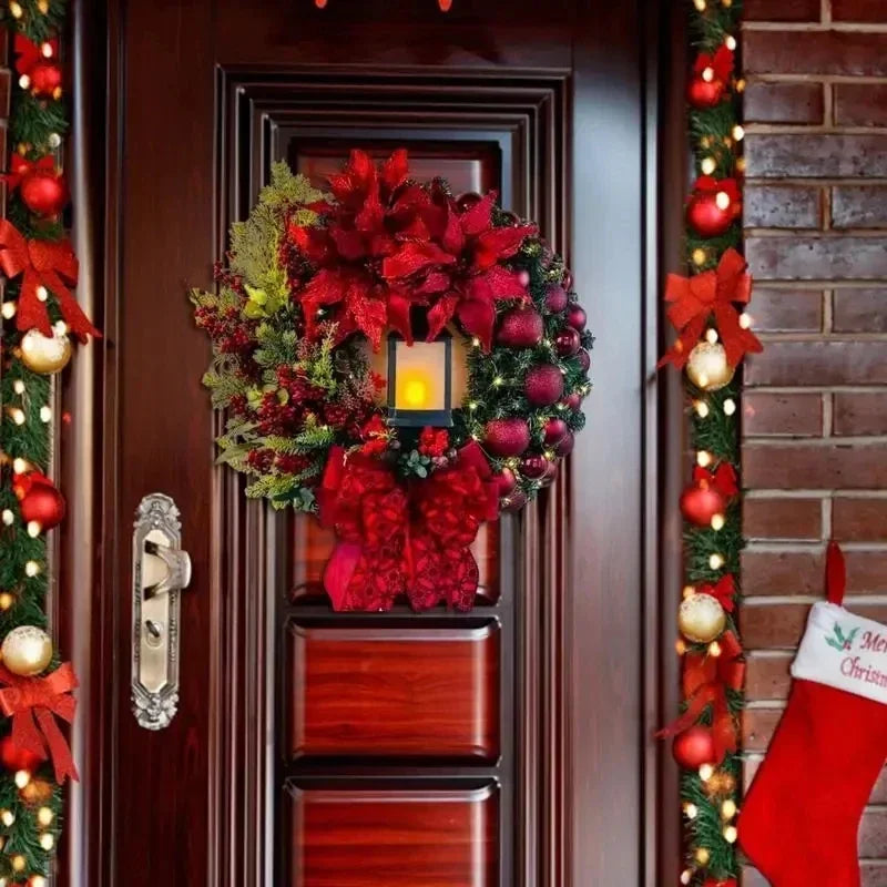 Big Red Flower Bow Wreath