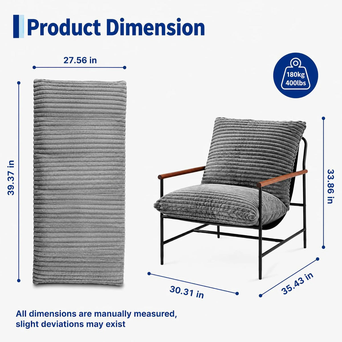 Deep Seat Corduroy Reading Chair