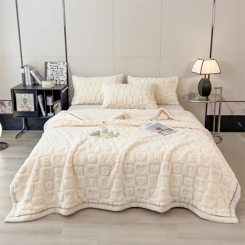 Coral Velvet Plush Winter Quilt