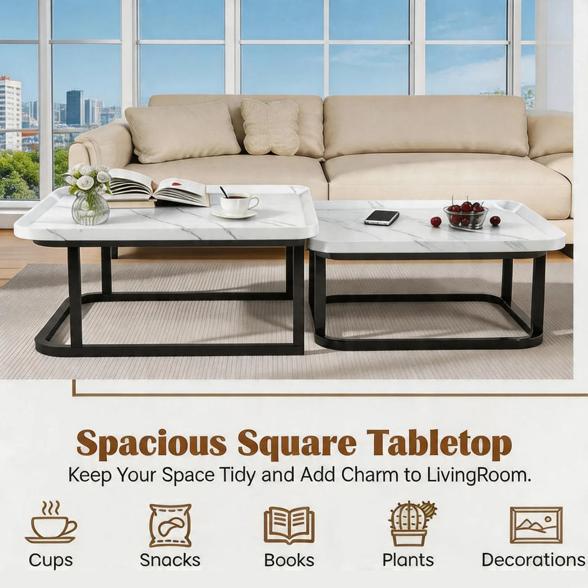 Square Fluted Nesting Tables