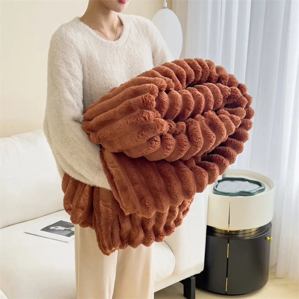 Plush Spandex Striped Blanket