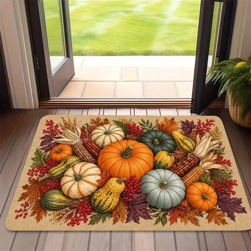 Orange Maple Leaf Farmhouse Rug