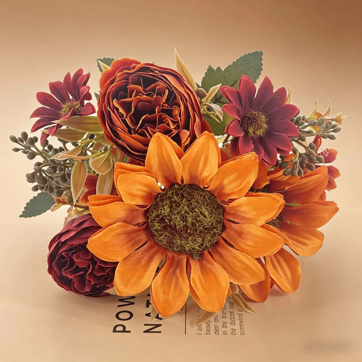 Faux Peony Sunflower Bouquet