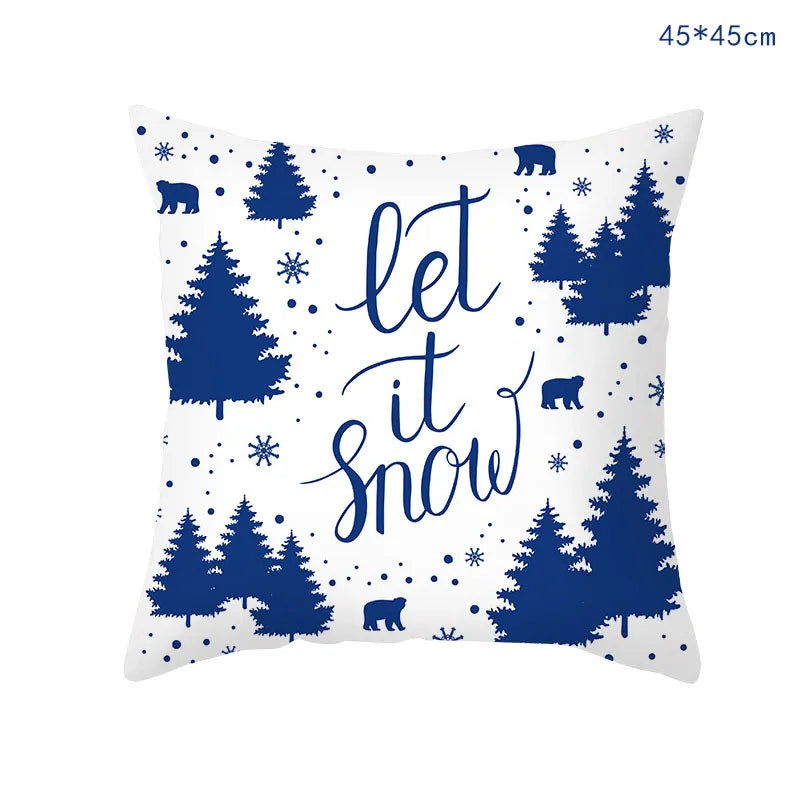 Blue Snow Christmas Pillowcase