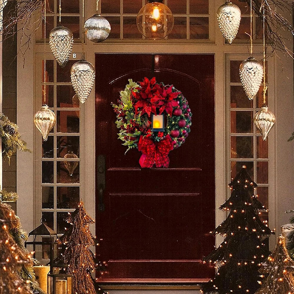 Big Red Flower Bow Wreath