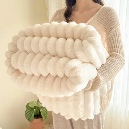Fluffy Striped Bed Blanket