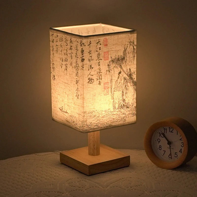 Square Fabric Bedside Lamp