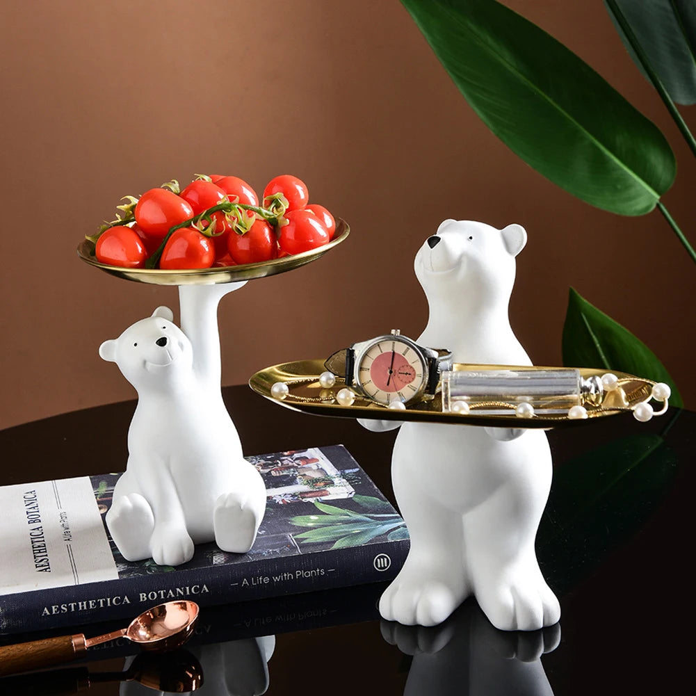 Resin Polar Bear Statue Tray