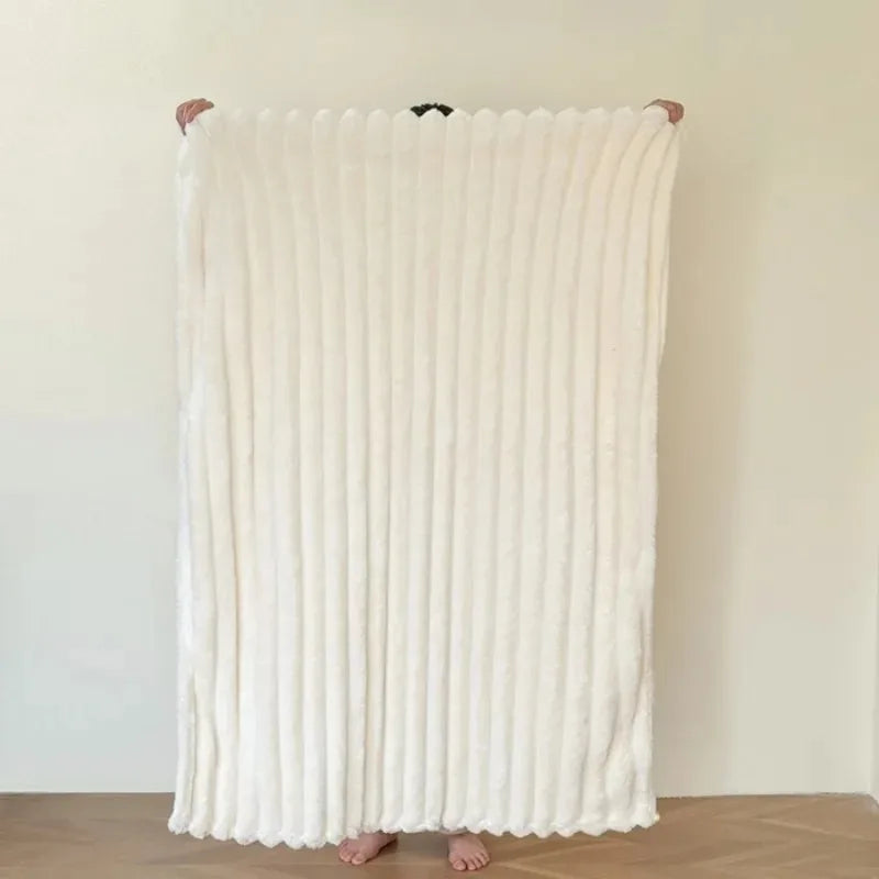 Fluffy Striped Bed Blanket