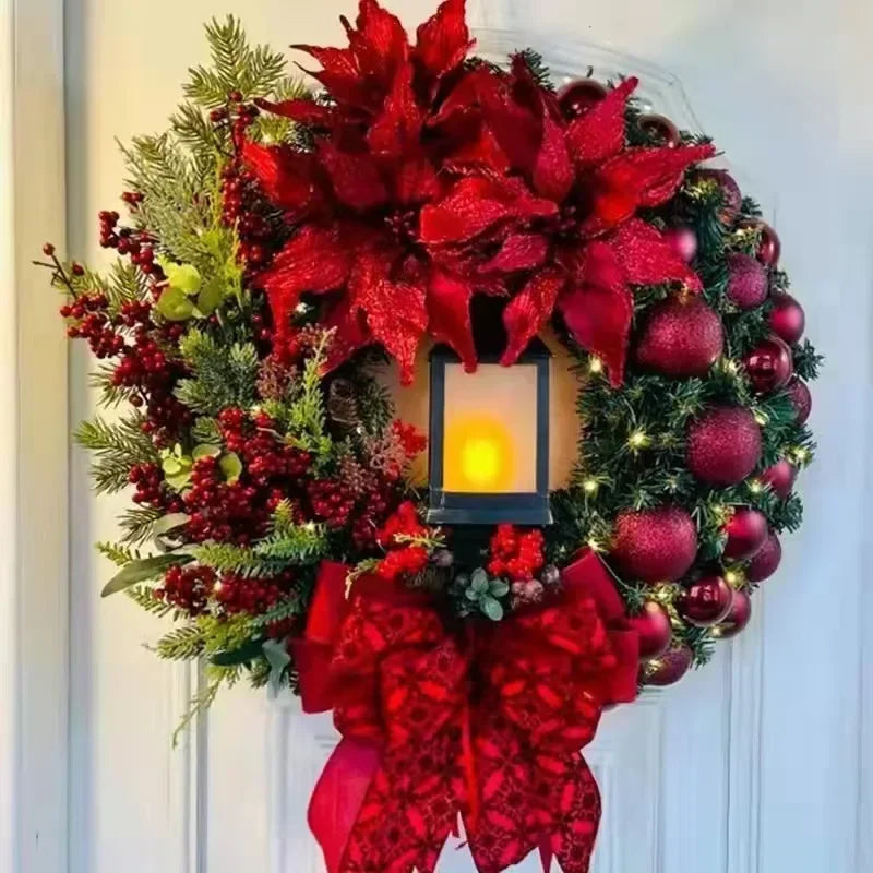 Big Red Flower Bow Wreath