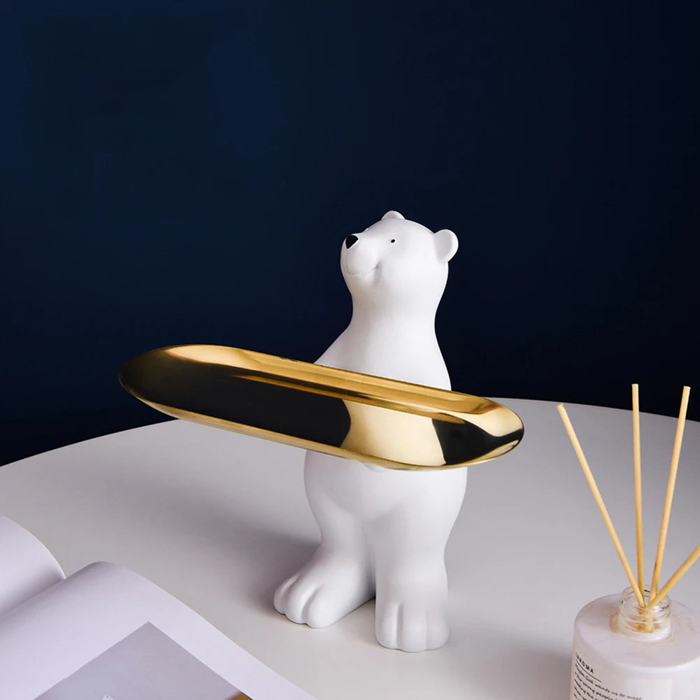 Resin Polar Bear Statue Tray