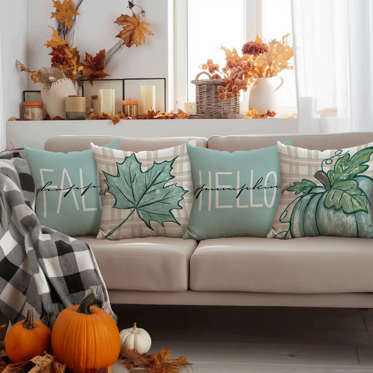 Pumpkin Stripe Pillow Cover Set