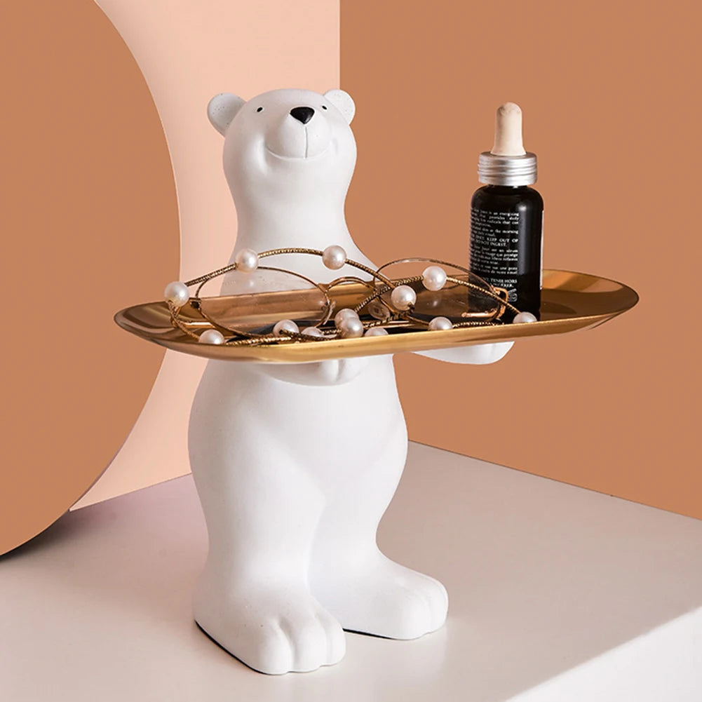Resin Polar Bear Statue Tray