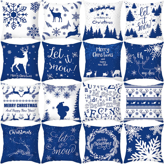 Blue Snow Christmas Pillowcase