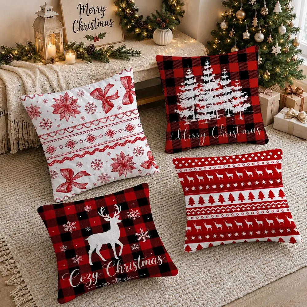 Red Black Plaid Pillow Case