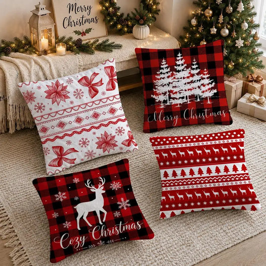 Red Black Plaid Pillow Case