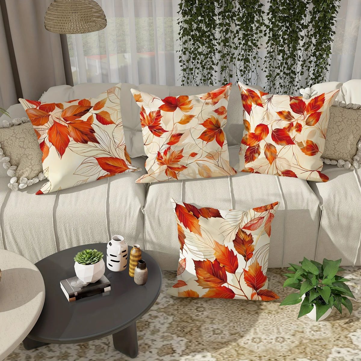 Printed Maple Leaf Pillow Covers