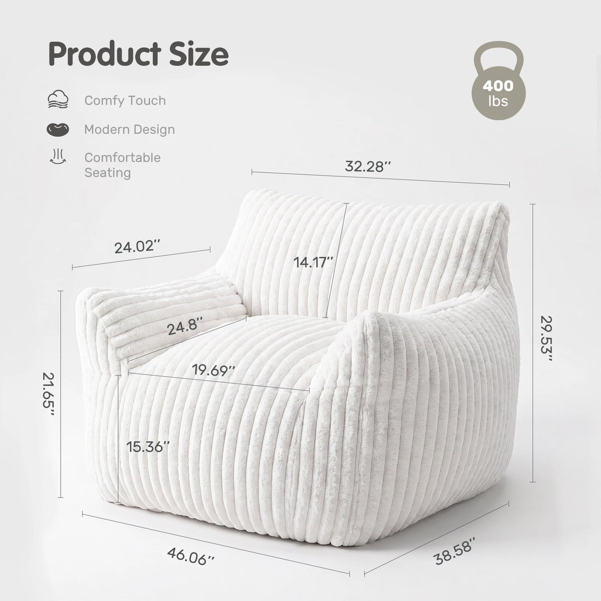 Ergonomic Corduroy Bean Bag Sofa