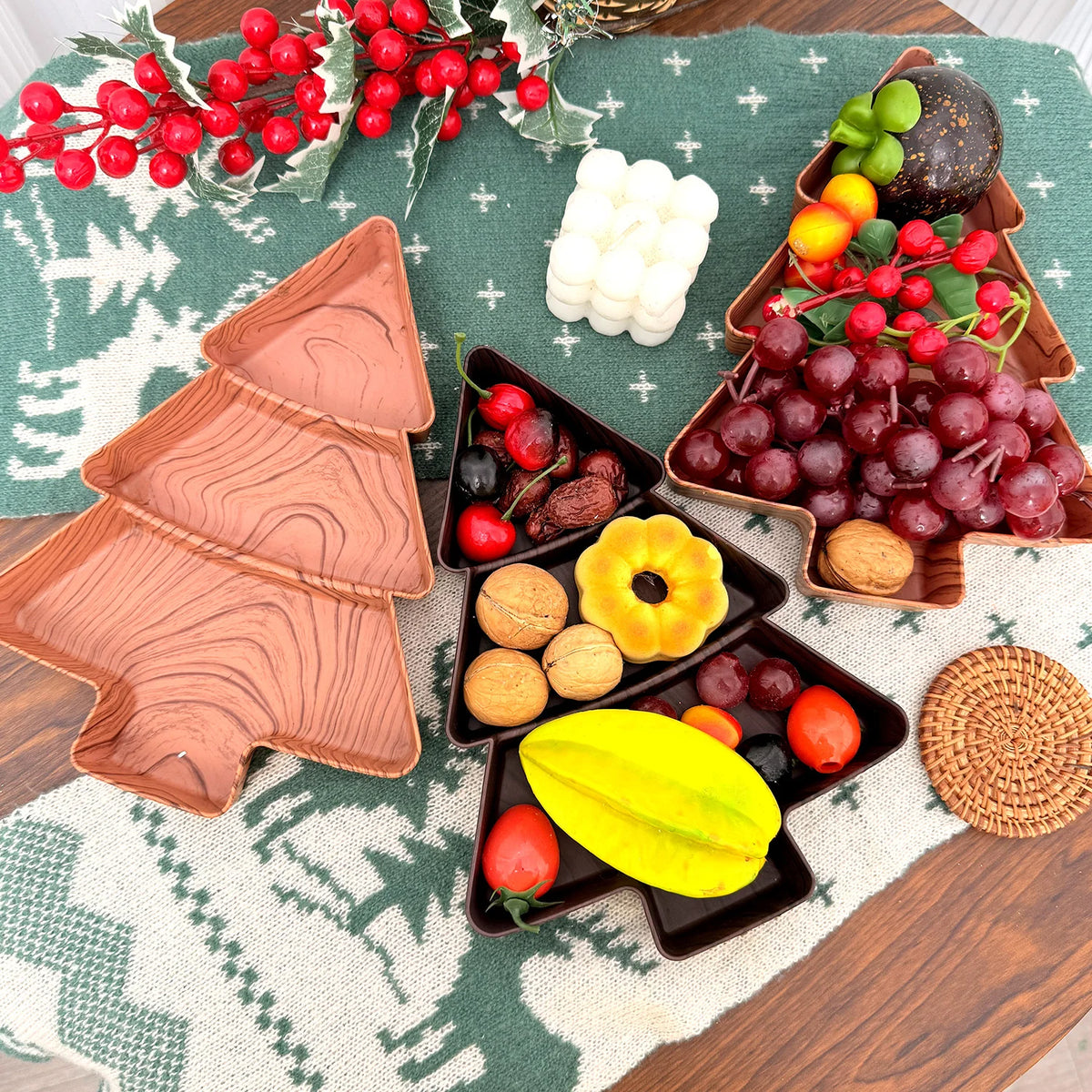Faux Wood Tree Snack Tray