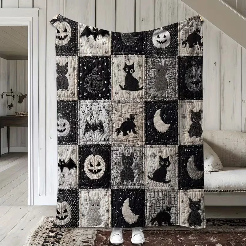 Spooky Pumpkin Plaid Throw Blanket