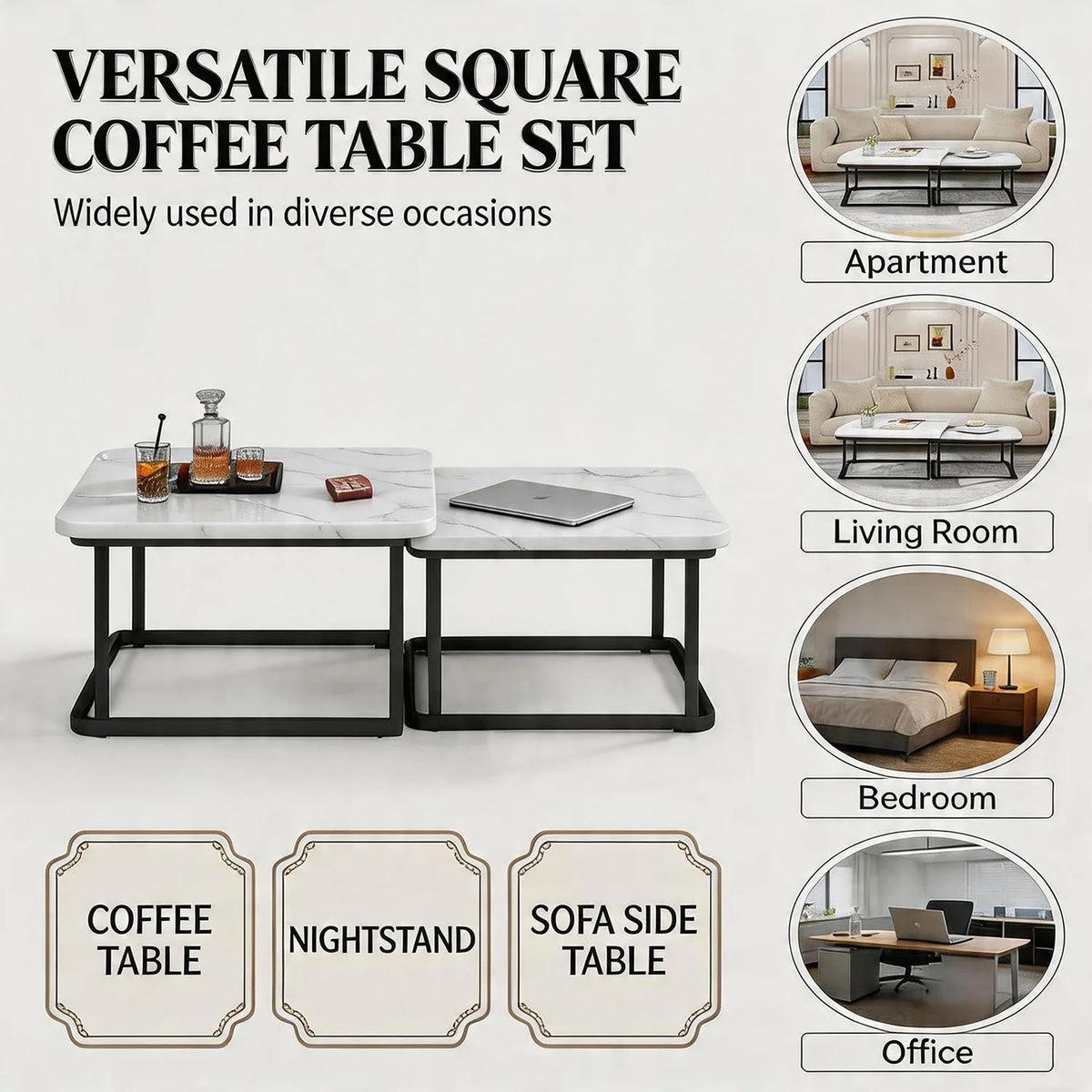 Square Fluted Nesting Tables