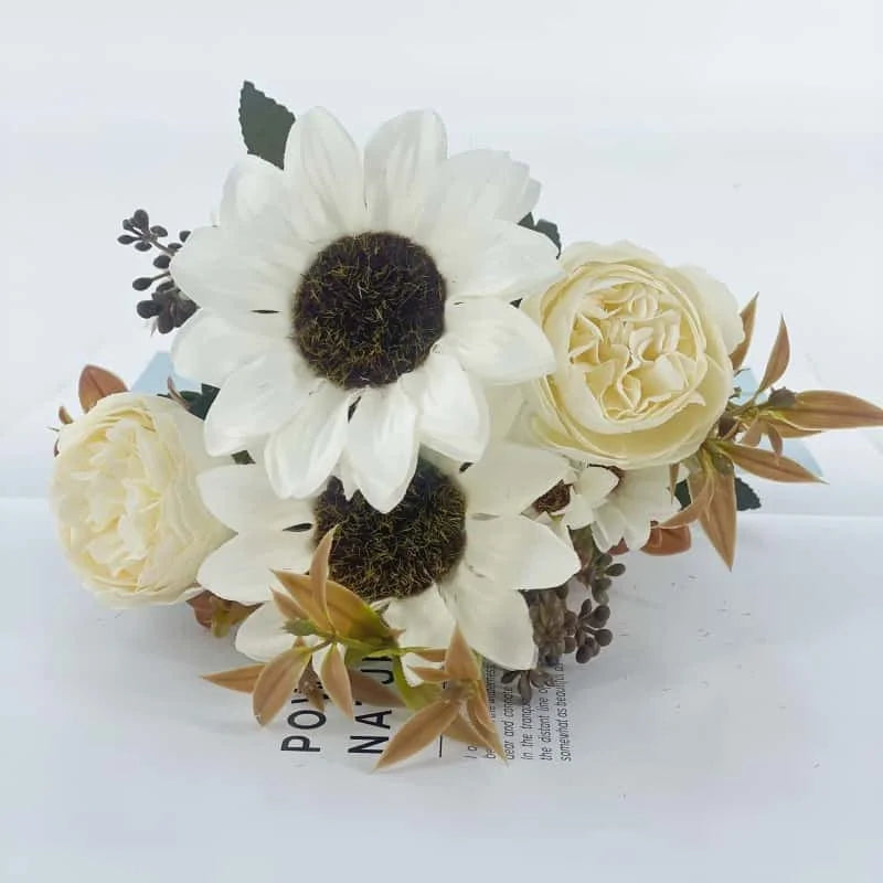 Faux Peony Sunflower Bouquet