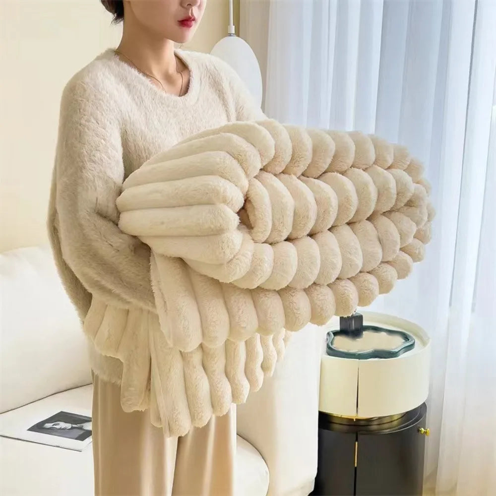 Plush Spandex Striped Blanket