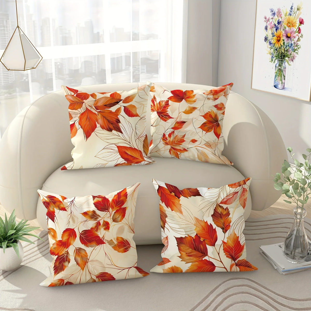 Printed Maple Leaf Pillow Covers