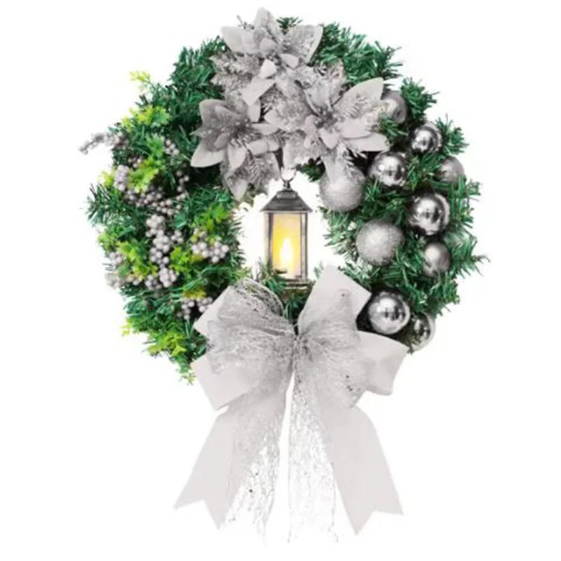 Lit Red Flower Door Wreath