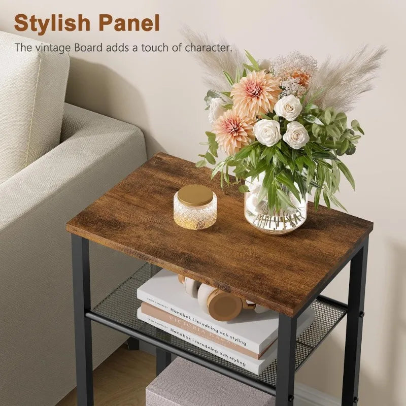 Rustic Metal Frame Side Table