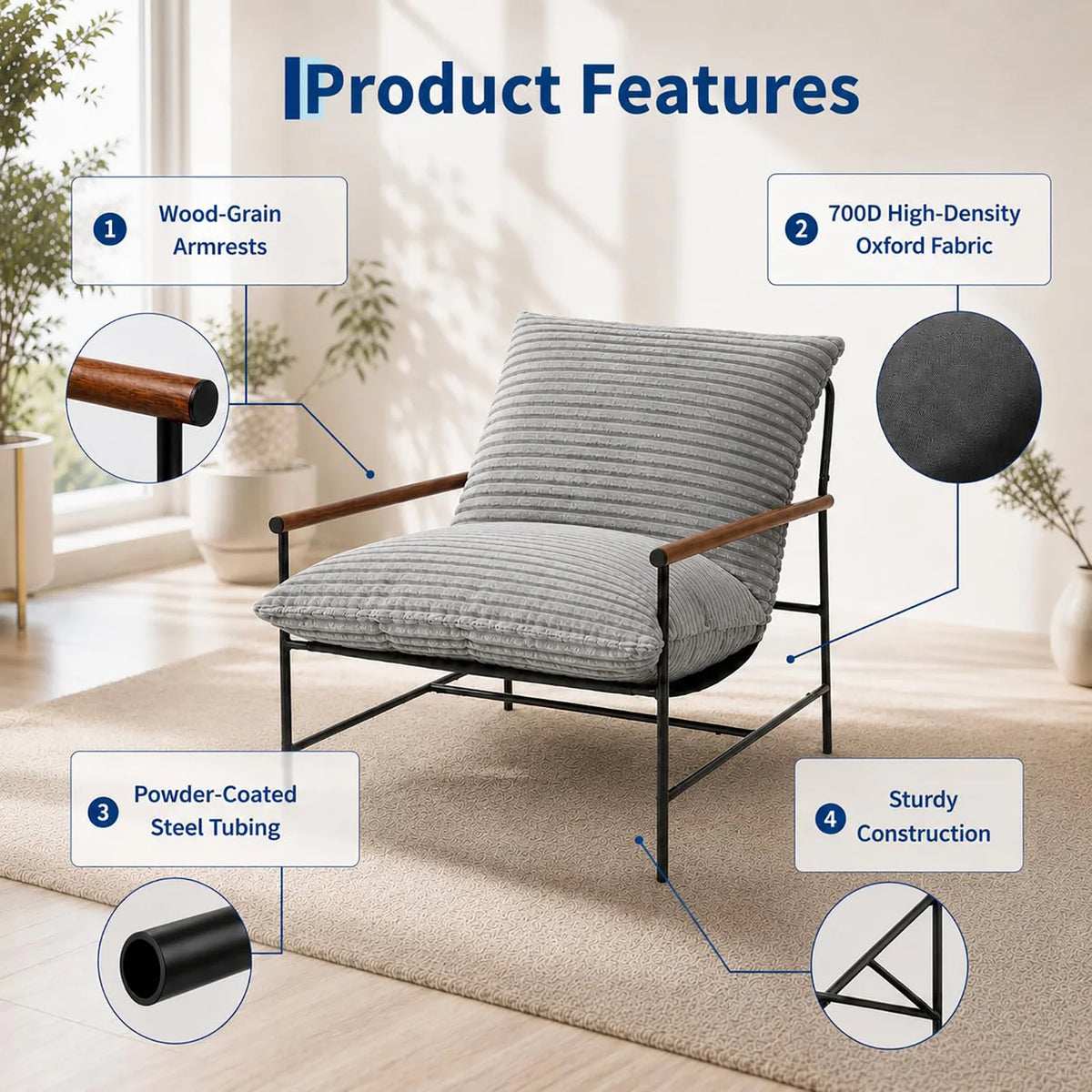 Deep Seat Corduroy Reading Chair