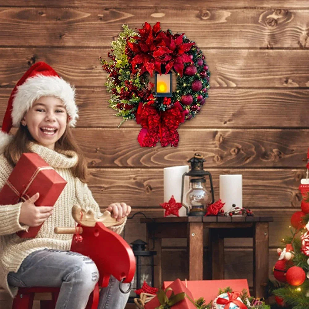 Big Red Flower Bow Wreath