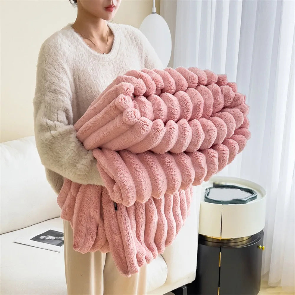 Plush Spandex Striped Blanket