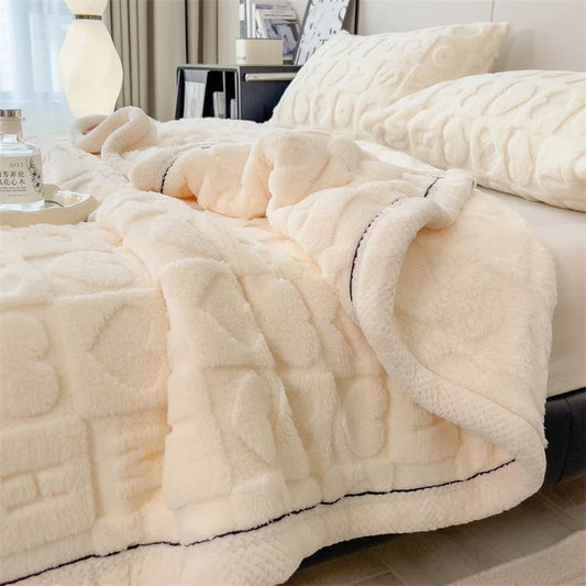 Coral Velvet Plush Winter Quilt
