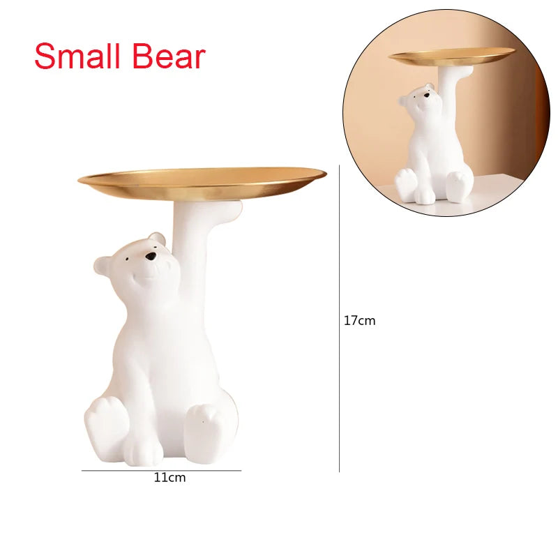 Resin Polar Bear Statue Tray