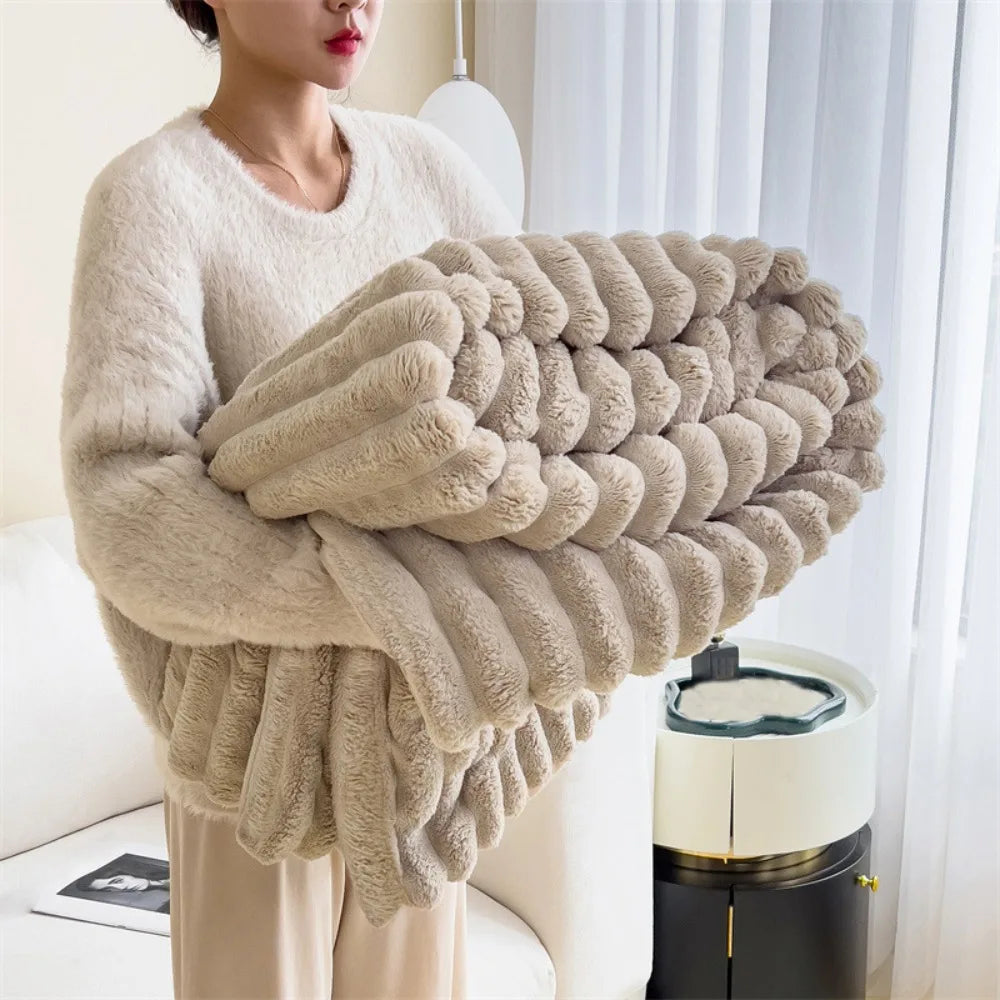 Plush Spandex Striped Blanket