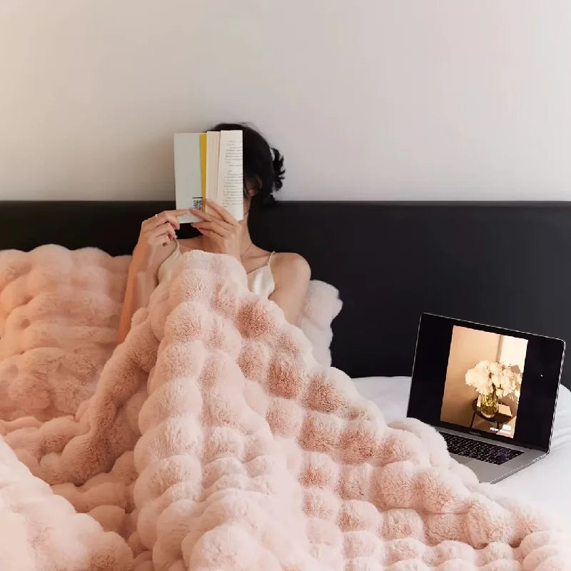 Cozy Faux Rabbit Fleece Blanket