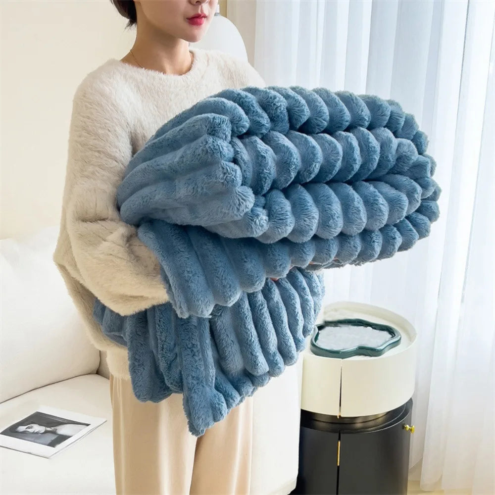 Plush Spandex Striped Blanket